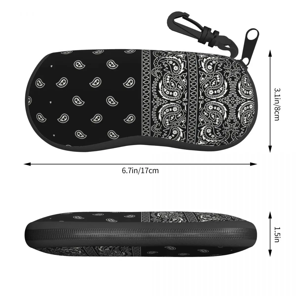 Custom Black And White Paisley Chicano Bandana Style Glasses Case Fashion Black And White Shell Eyeglasses Case Sunglasses Box