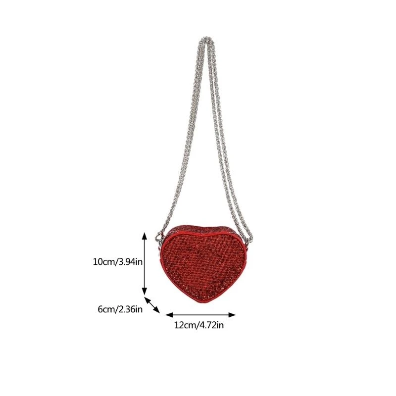 

E8FB Sparkling Sequins Heart Purse Mini Crossbody Bag Valentine Wallet Small Shoulder Bag for Women and Girls