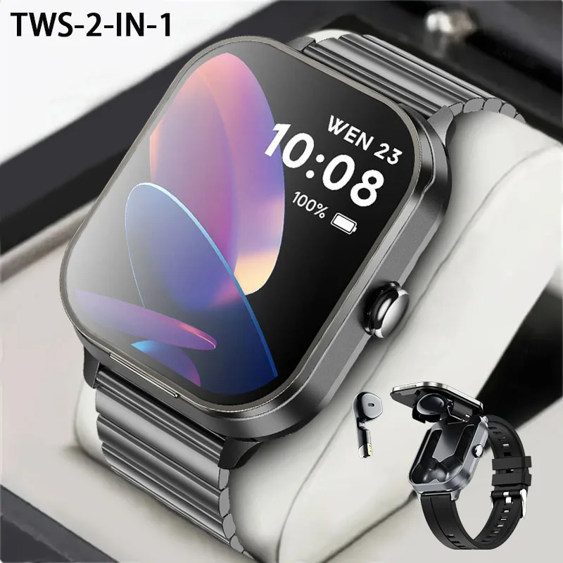 New Earphones and Watch 2-in-1 TFT 2.01-Inch High-Definition Health Monitoring Bluetooth Call Exercise Step Counting Smart Watch