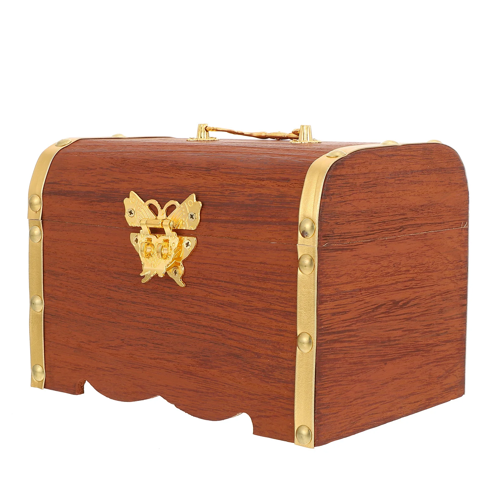 

1Pcs Wooden Coin Case with Lock Compact Wood Storage Box Flipping Lid Vintage Design Safe for Coin Jewelry Gift