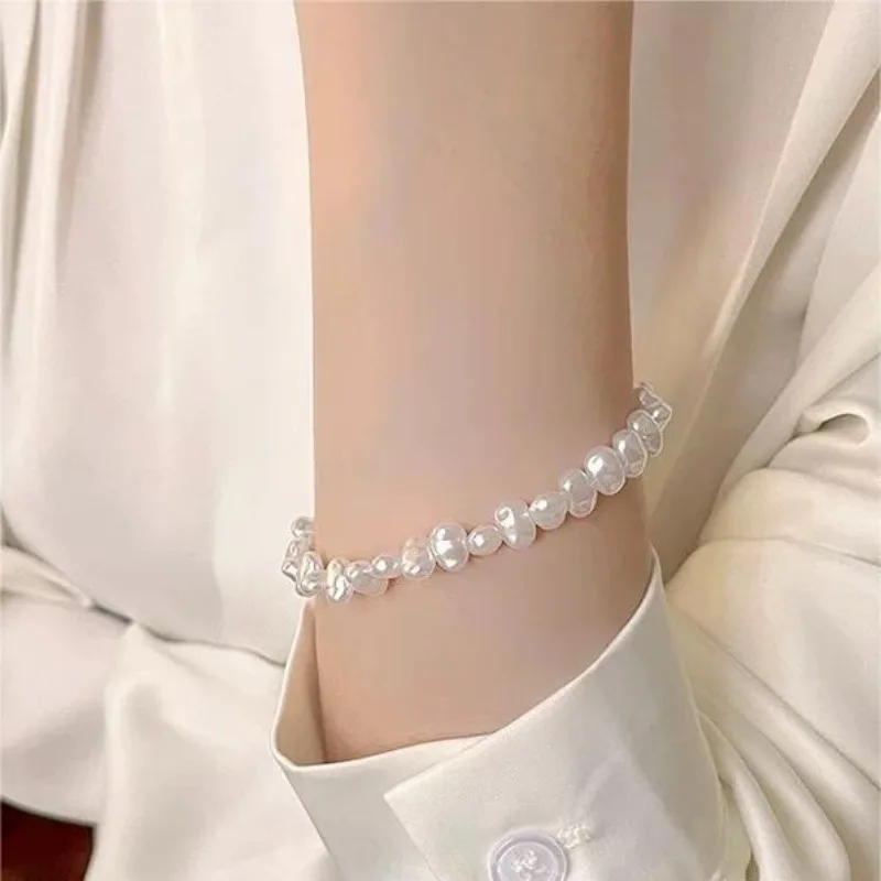 

Simple Imitation Pearl Bracelet Adjustable Elegant Irregular Beads Bracelet Women's Daily Bracelets Браслет