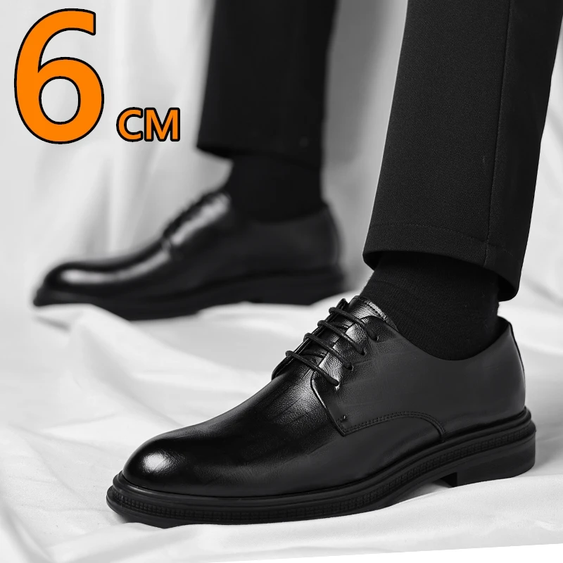 

3/6/8cm Classic Men Derby Shoes Platform Height Increase Dress Shoes Formal Business Elevator Shoes British Wedding Suit Shoes
