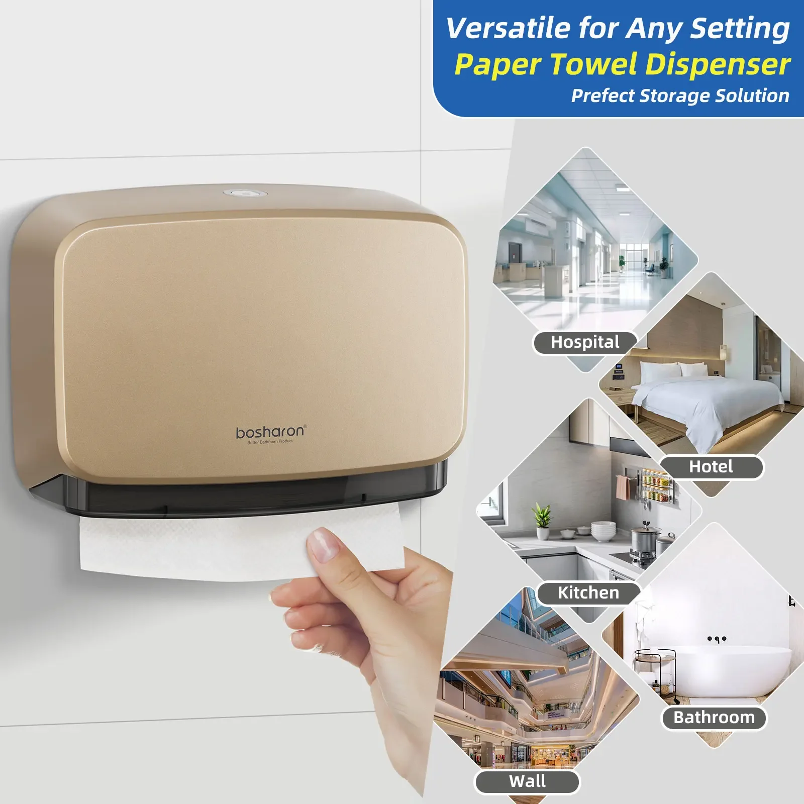 Multifold Paper Towel Dispenser Adhesive No Drilling Commercial Hand Paper Towel Dispenser Holder Wall Mount Tissue Dispenser