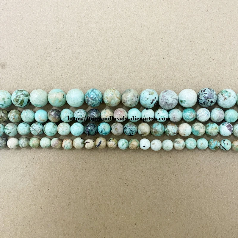 Semi-precious Stones A Quality Peru Light Blue Chrysocolla Turquoise Stone Round Loose Beads 6 8 10 MM Pick Size