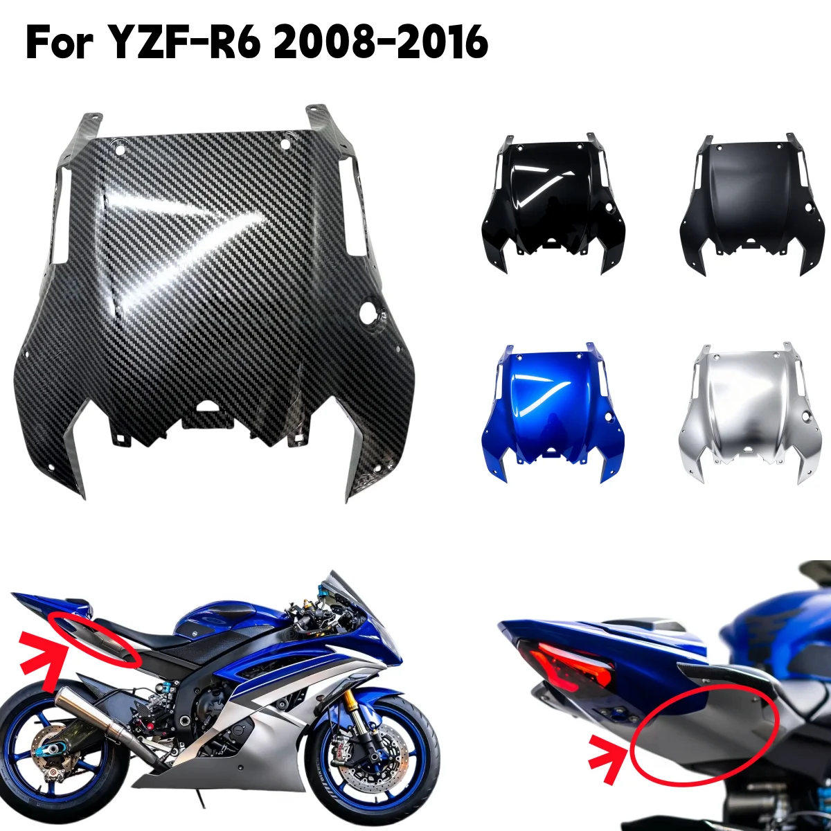 For Yamaha YZF-R6 YZF R6 YZFR6 2008 2009 2010 2011 2012-2016 Rear Seat Tail Fairing Kit Parts Seat Under Cowl Base Cover Panel