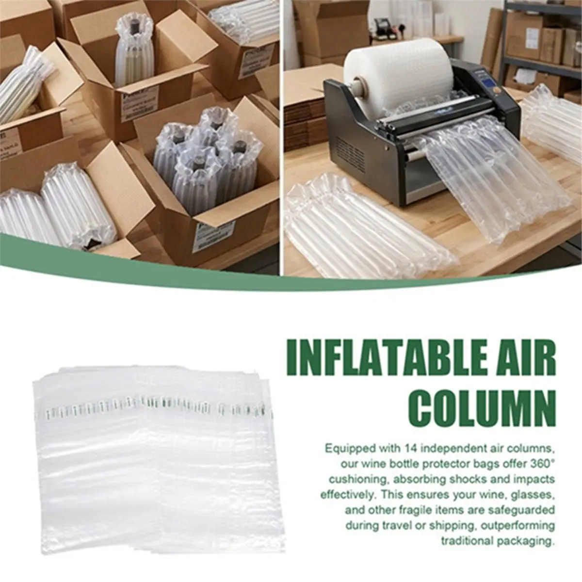 30-Pack Inflatable Wine Bottle Protector Bags, Reusable Air Column Cushion Sleeves for Safe Bottle Transportation