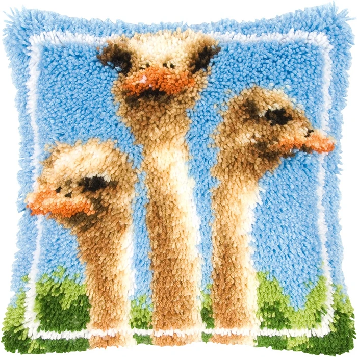 Cartoon Cute Bird Duck Latch Hook Kits Kussen Set Cushion Pillowcase Embroidery Kussen Rug Carpet DIY For Needlework knoopkussen view 2