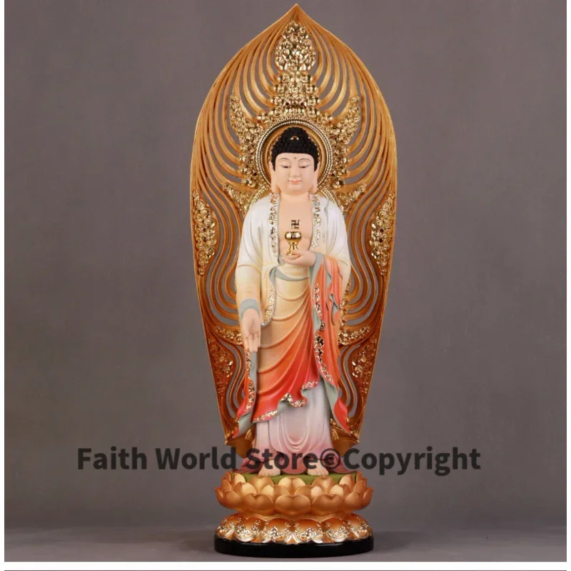 3PCS #50CM large Asia Buddhism home temple Patron saint gilding Color painting XI FANG SAN SHENG Buddha bless Safety Health luck