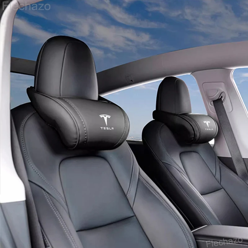 1 шт. новая кожаная подушка для защиты шеи с логотипом автомобиля Tesla, подголовник для Tesla Model 3 S X Model Y Cybertruck Roadster SpaceX