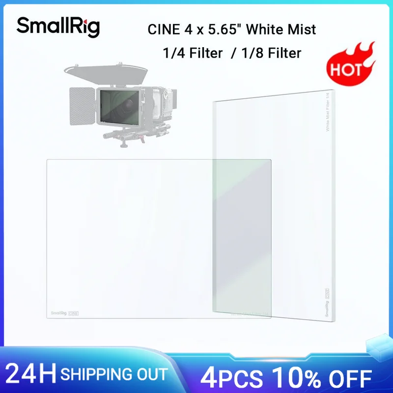 

SmallRig CINE 4 x 5.65" White Mist 1/8 Filter / 1/4 Filter, B270 Glass, for Matte Box Outdoor Filming -4743