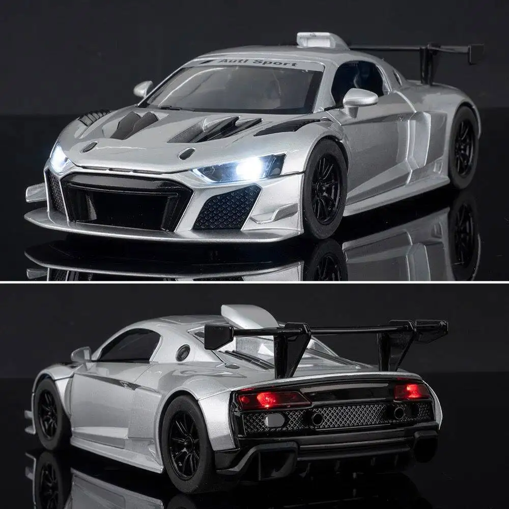 

1:24 R8 LMS GT2 Легкосплавная модель спортивного автомобиля Литье под давлением Металлическая игрушка Гоночный автомобиль Модель автомобиля Звук Свет Моделирование Детский подарок