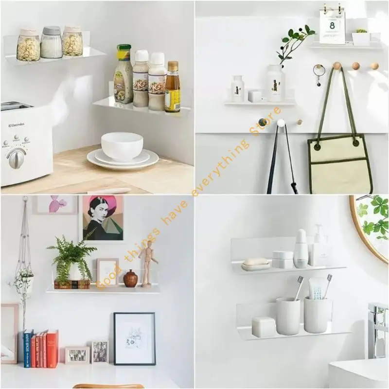 

Clear Acrylic Wall Mounted Shelf with Floating Effect Minimalists Invisible Rack 55KF