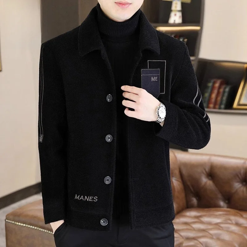 

Pierre Cardin Men's Woolen Jaet Thiened Fce Casual Autumn Winter Faion Ci Sle Stand Fit Long Sve Coat
