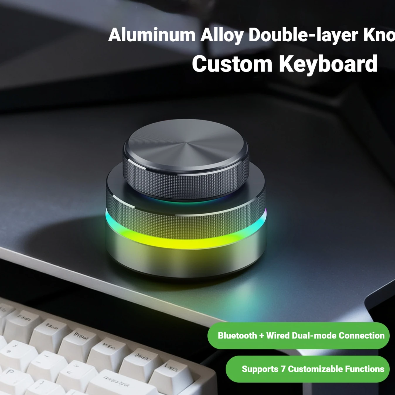 

Reverse Direction Knob Single Key Keyboard Custom Multimedia Live Streaming Volume Knob Aluminum Alloy Cnc Bluetooth Keyboard