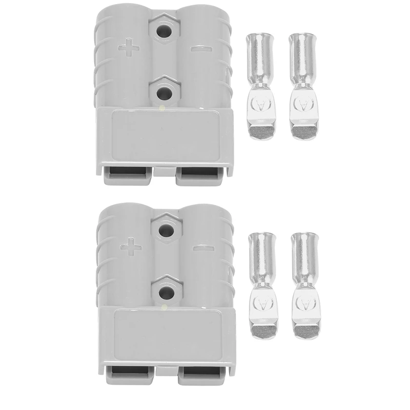 2X For Anderson Style Plug Connectors 50A 600V 6-12AWG AC/DC Power Tool For 6AWG Plated Solid Terminals Plugs Gray