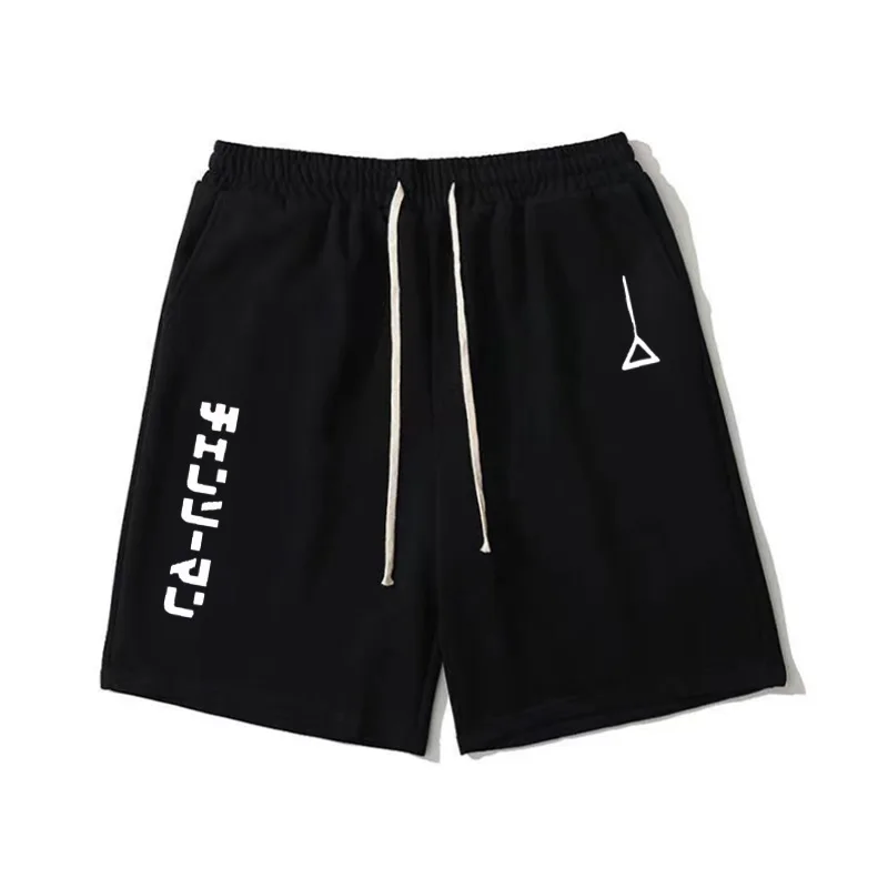 

Свободные мужские хлопковые шорты с аниме-принтом Sawman, летние повседневные брюки из чистого хлопка для мальчиков, брюки с мультяшным принтом для ежедневной носки