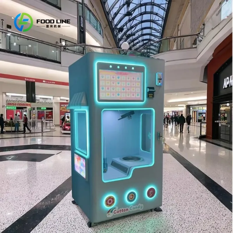 Customized Full Automatic Self-service Cotton Candy Vending Machine Touch Screen for Mall Amusement Park Commercial Use
