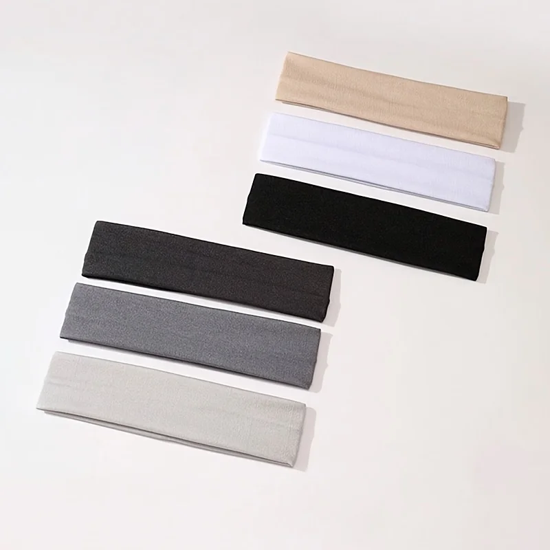 6-teiliges mehrfarbiges, einfaches und bequemes Sport-Stirnband für Damen mit schweißabsorbierenden und elastischen Yoga-Lauf-Haaraccessoires – Detail 4