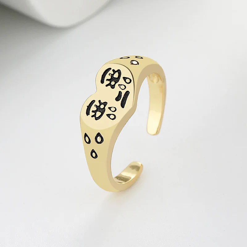 Teardrop Sad Face Open Ring intage Punk Heart Crying Design Adjustable Ring for Women Unique Statement Jewelry