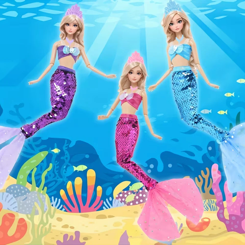 3pcs Handmade 1/6 Princess Sweate Dress Fashion Doll Clothes Shell Mermaid Dresses for 11.81inch Doll Accessories Gift