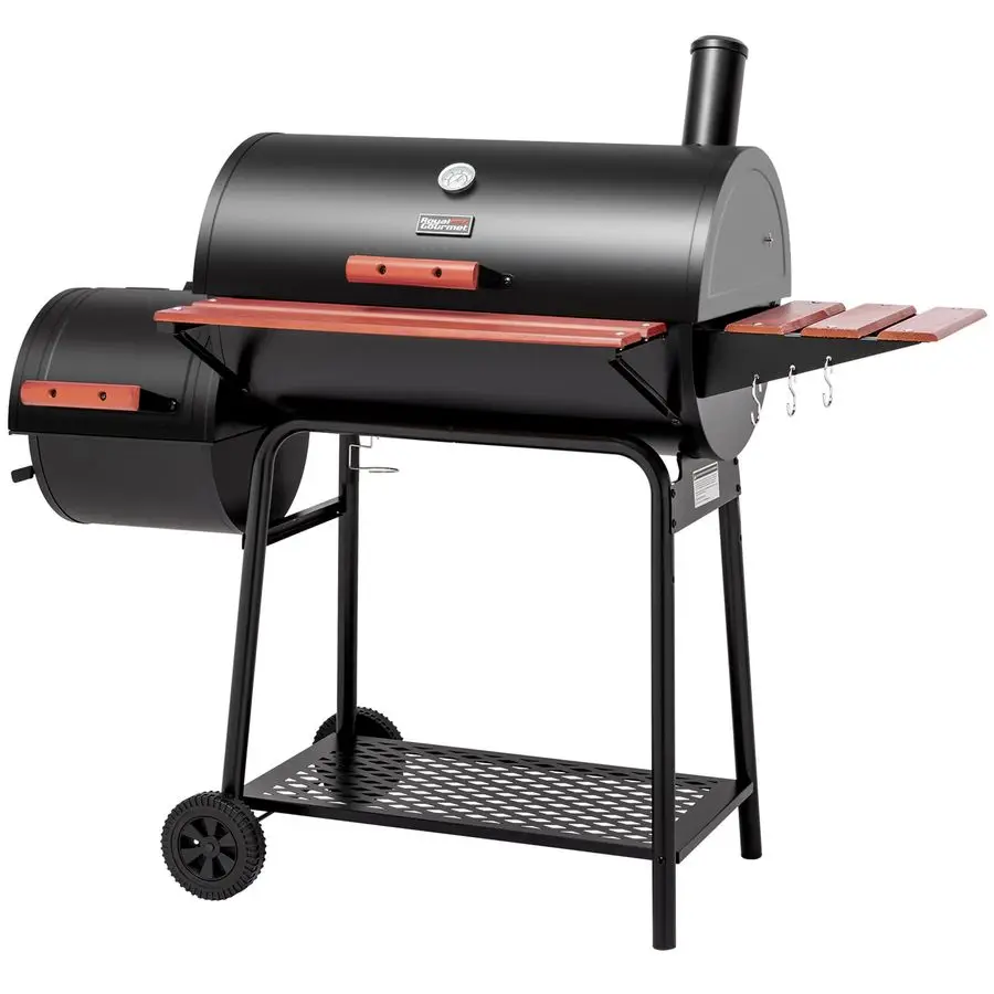 

CC1830W 30Inch Charcoal Grill with Offset Smoker and WoodPainted Side Table, Outdoor Smoker Grill with 811 Sq. In. Cooking Area