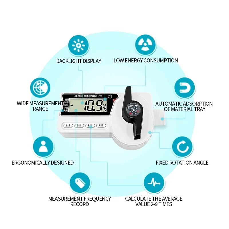 New Por Digital Moisture Meter for Rice Paddy Corn Coffee Bean Seeds for Testing Grains  KT-H100