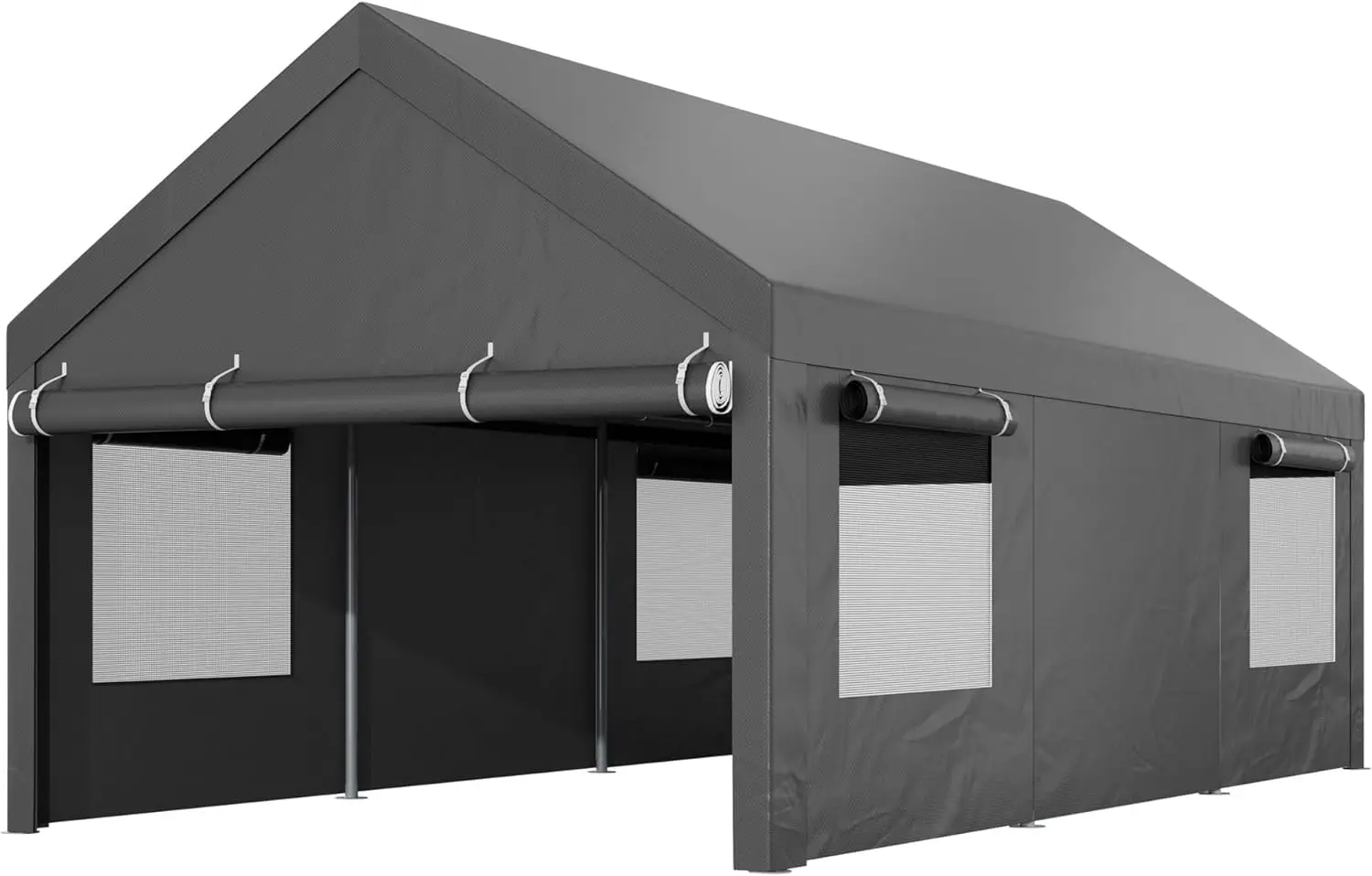 10x20ft Heavy Duty Outdoor Portable Garage Ventilated Canopy Carport Pool Tent with All-Season Tarp Grey, Customized