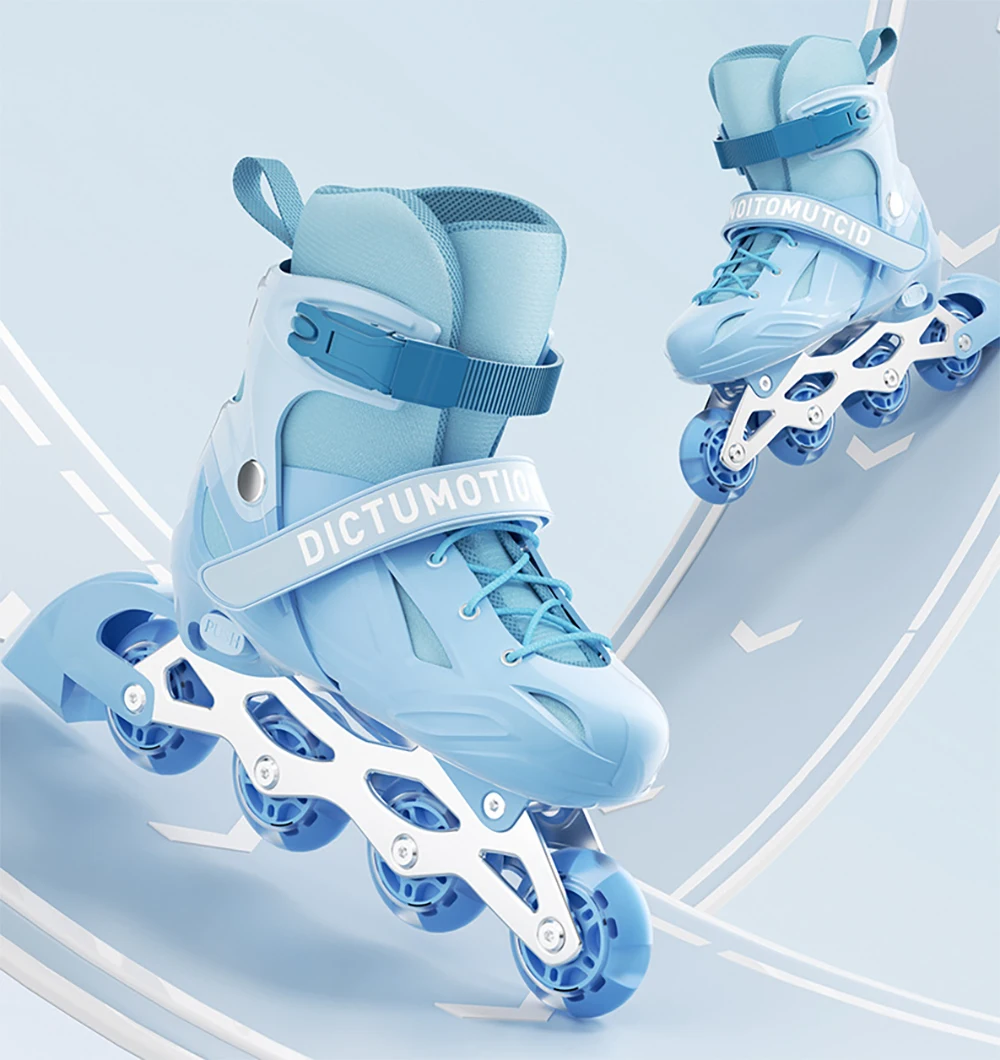 Roller Skates Shoes for Kids, Sliding Adjustable Inline Skating Sneakers, 4 Flash Wheels, Single Row Skates, Boys and Girls