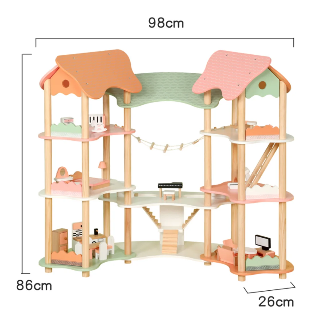 

2024 New Trending Toys Children'S Wooden Small Furniture Toys Villa Doll House Pretend Play Toys For Kids