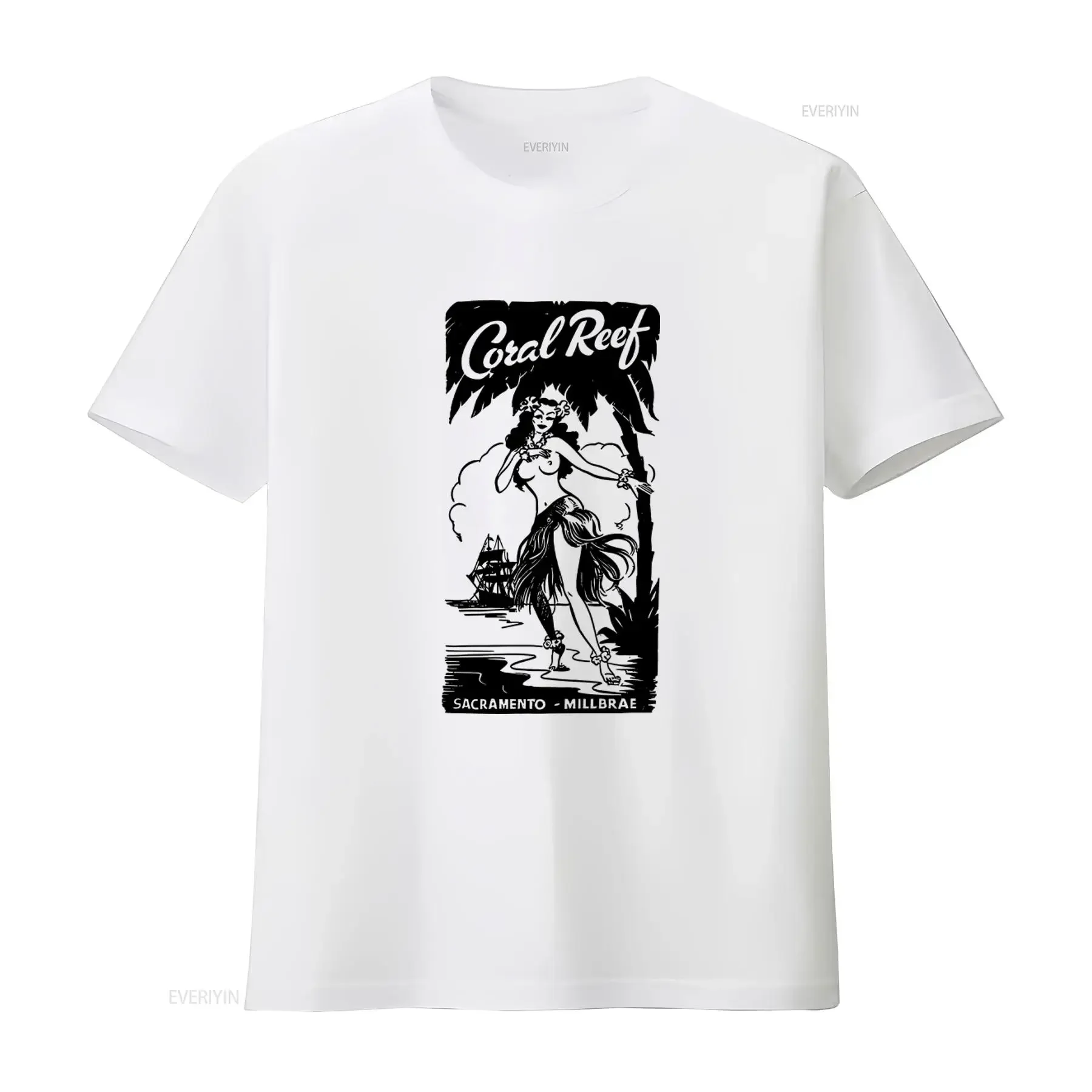 Retro Tiki Bar T Shirt Polynesian Coral Reef Design Sacramento Millbrae Inspired Unique Print vintage Washed streetwear
