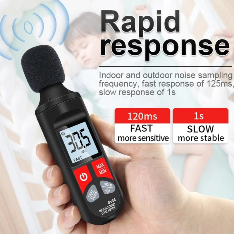 Professional Noise Leveling Meter with Data Storage Advanced Sound Leveling Analyzes ABS for Workplace & Public Space Safe