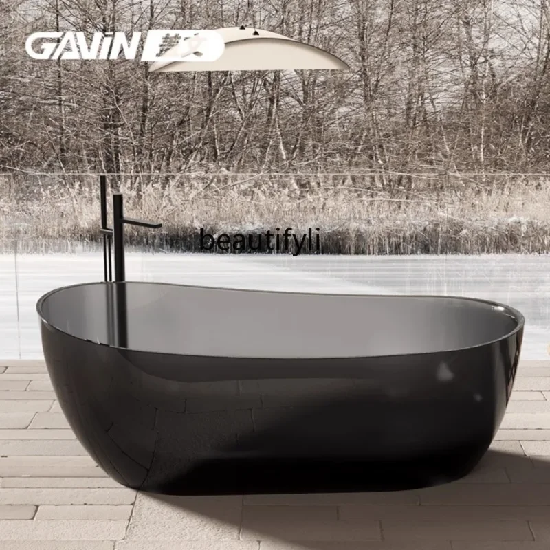 Independent resin color bathtub household integrated transparent hotel double bathtub custom53
