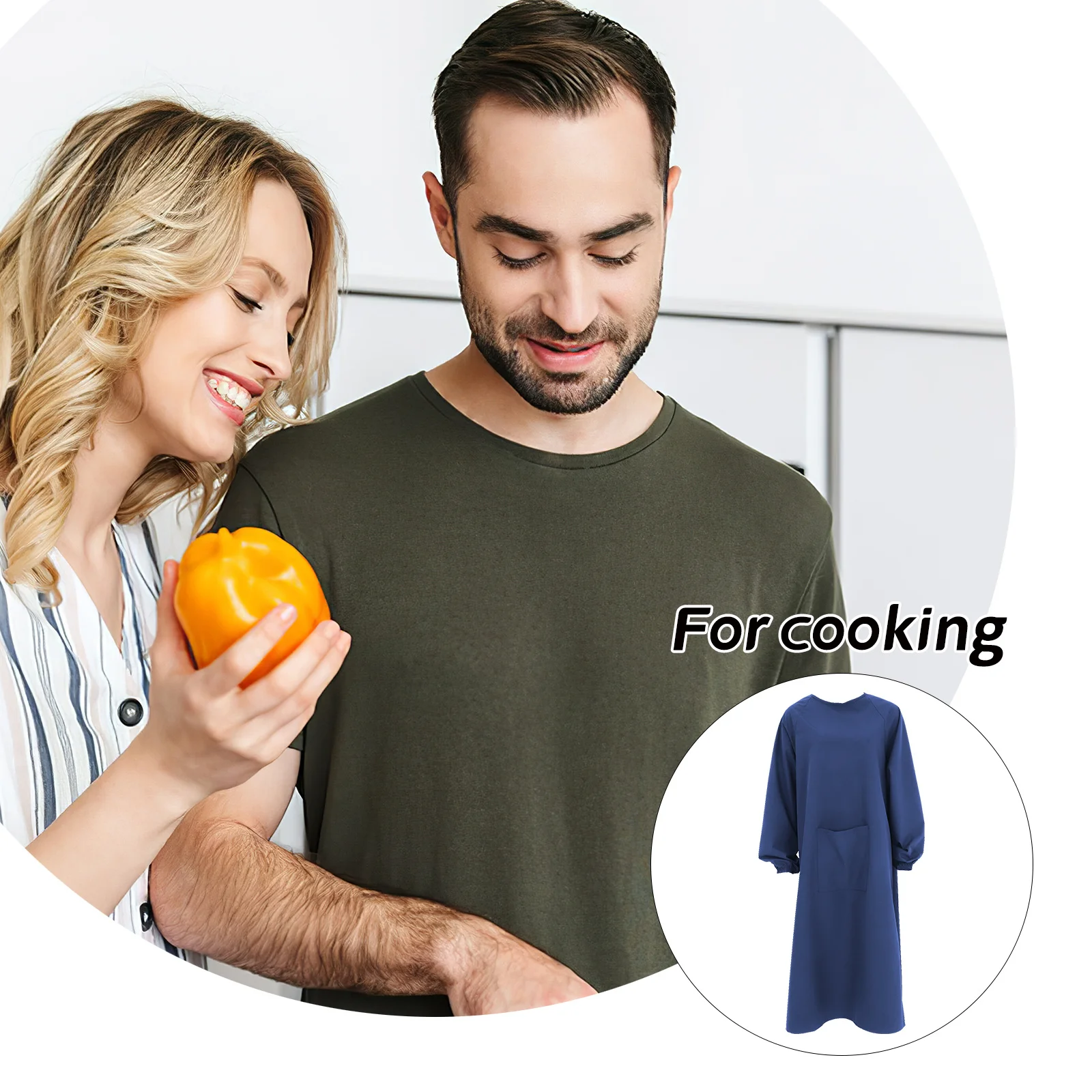 

Waterproof Apron Dark Blue Oil Resistant Long Sleeve Workwear For Kitchen Cooking Cleaning Gardening Lab Dishwashing Heavy