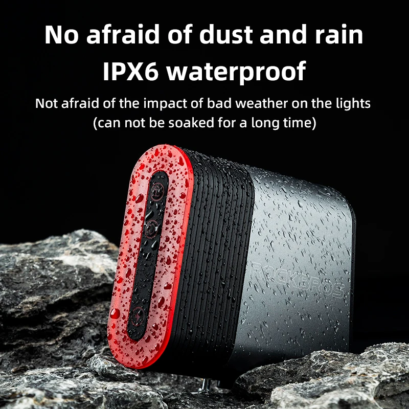 ROCKBROS Bicycle Rear Light Bluetooth Smart Lock Light Dual Function IPX6 Waterproof 5 Lighting Modes Type-C MTB Bike Tail Light