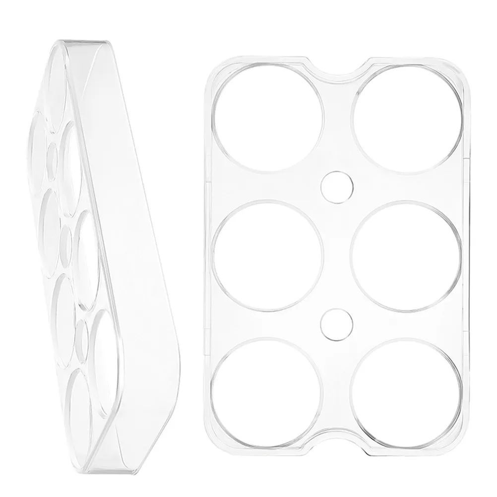 2Pcs Clear Plastic Egg Rack Tray for Fridge Side Door 6 Or 8 Slot Eggs Organizer Fresh Egg Storage Container Kitchen