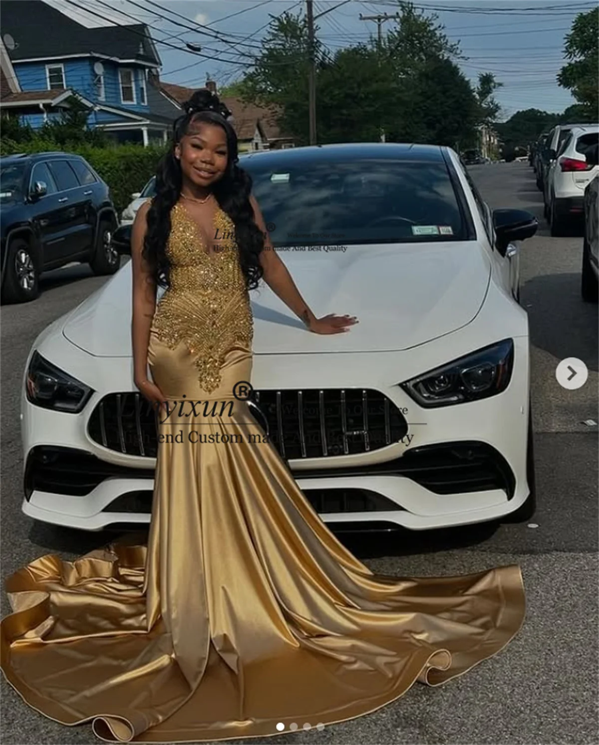 

Sparkly Rhinestones Beaded Mermaid Prom Dresses For Black Girls Customized Evening Gown Glitter Stain Long robes de soirée