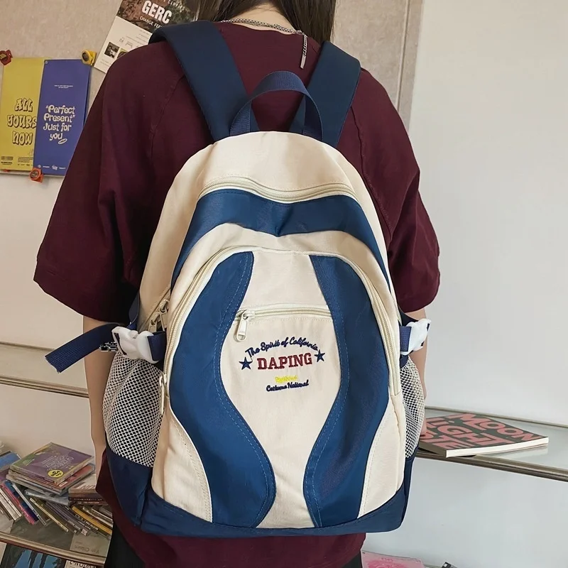 Mochila bordada de moda para mujer, bolso escolar de gran capacidad para niñas, mochila de viaje informal para mujer, bolso para portátil de tendencia