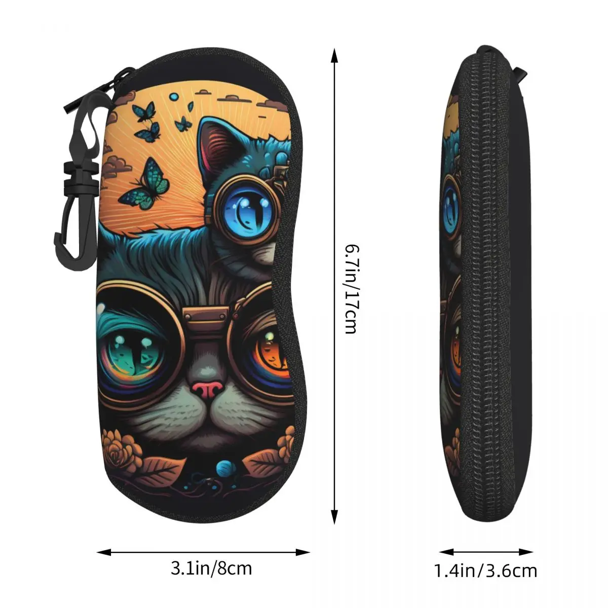 Cartoon Cat Glasses Case Cover Men Women animal wearing glasses Sunglasses Pouch Fashion Eyewear Organizer Eyeglass Cases Cover