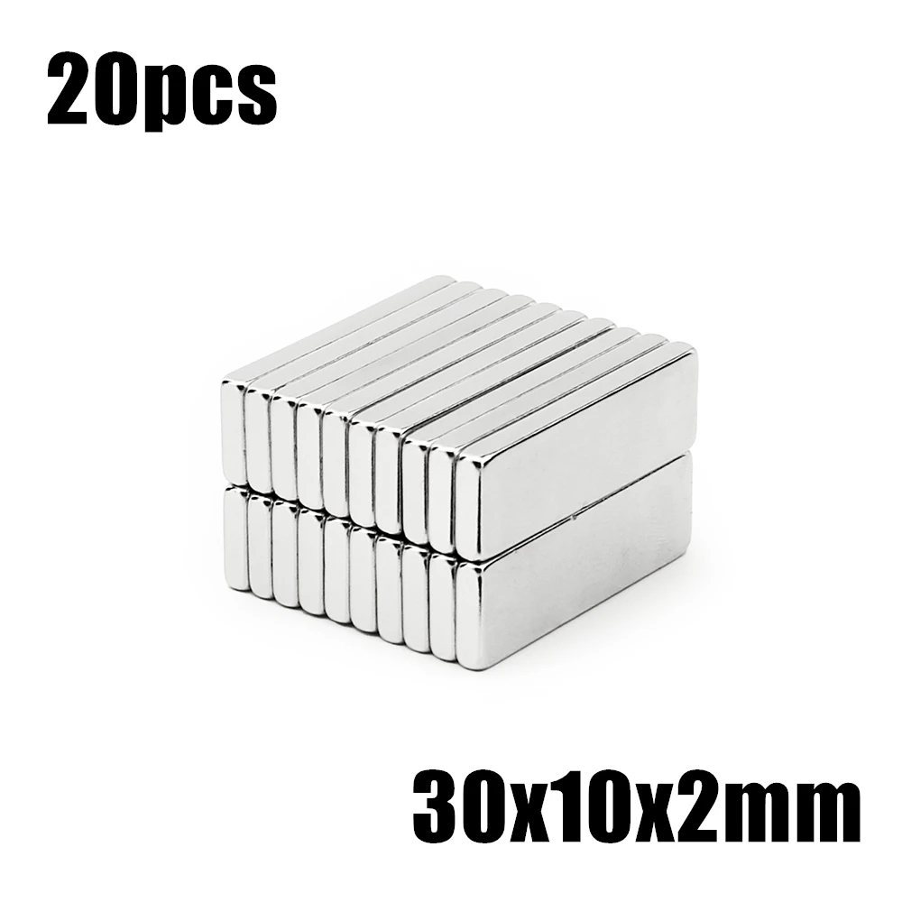 20pcs 30x10x2mm Neodymium Magnet 30*10*2mm N35 NdFeB Block Super Powerful Strong Permanent Magnetic imanes Block