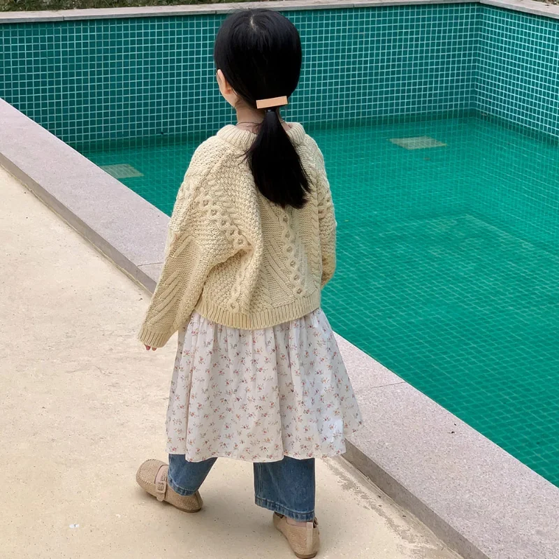 Children Skirt 2023 Spring Autumn New Korean Styles Girls Floral Sweet Style All Match Girl Baby Fashionable Princess Skirt