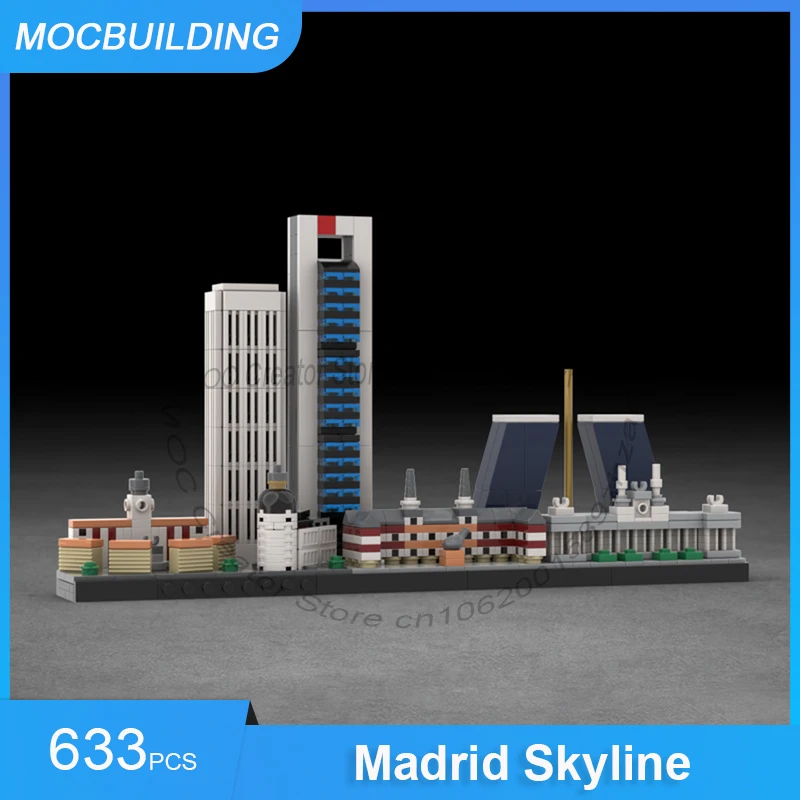 Madrid Skyline Architecture Model MOC Building Blocks DIY Assemble Bricks City Display Collection Creative Toys Gifts 633PCS