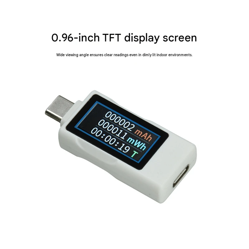 DT16 Type C Tester Current Monitor DC Voltage Meter 0.96 TFT Display 4-30V 0-8A Power Capacity Tester