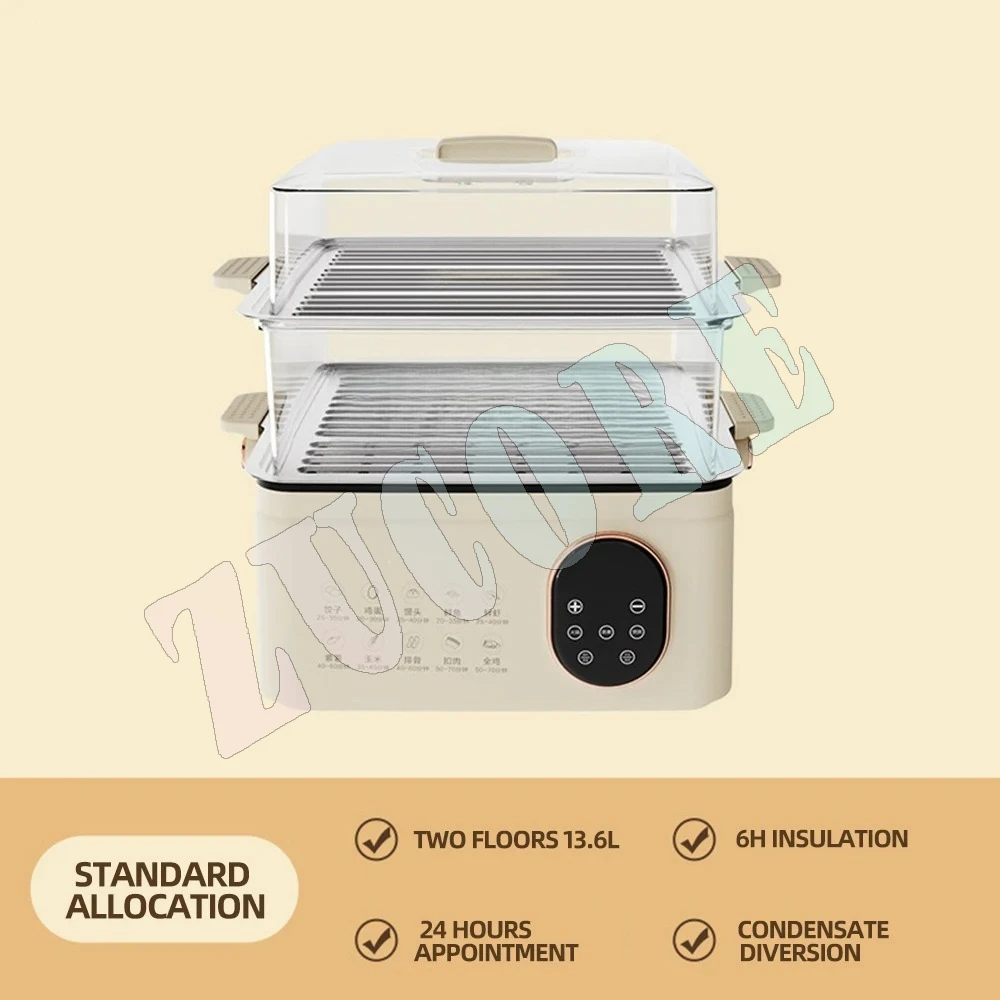 Piroscafo elettrico multifunzionale Fornello a vapore a tre strati per uso domestico Macchina per la colazione Elektro Dampftopf