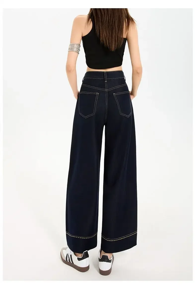 2025 新しい婦人服ヨーロッパとアメリカのルーズデニムワイドレッグパンツ痩身ハイウエストオールマッチジーンズ女性のためのジーンズ