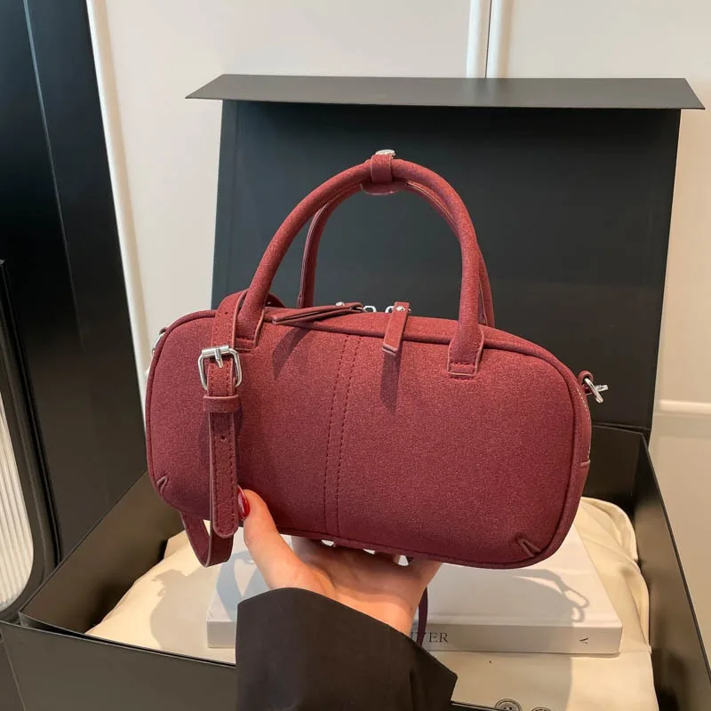 

МИНИ-сумка с двойной ручкой, замшевая сумка, роскошный дизайн, новые сумки, женская повседневная сумка-багет со съемным ремешком через плечо