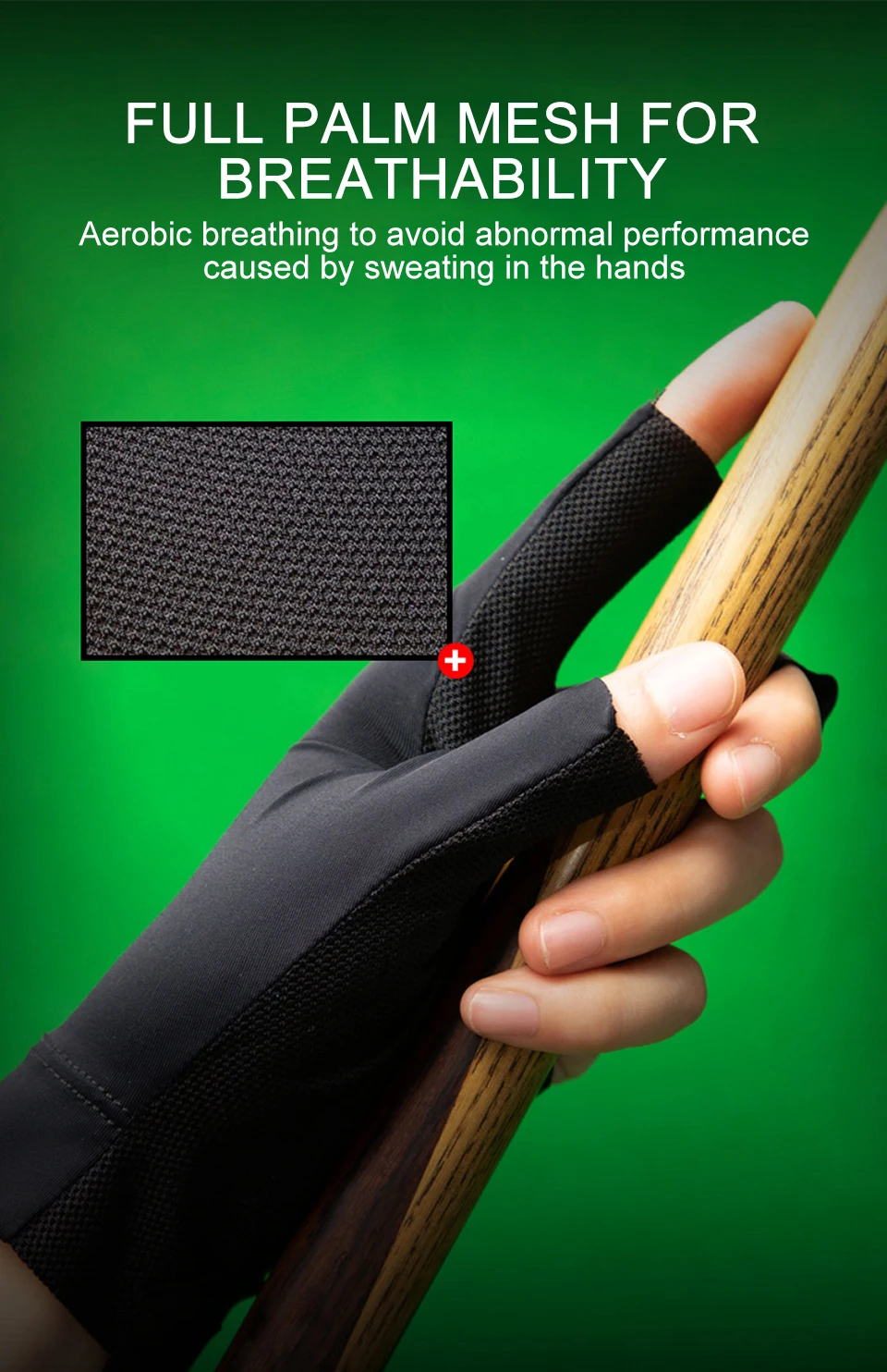 GTUBIKE 1PC Billard Handschuh Linke Hand Drei Finger Snooker Billard Handschuh Nicht Slip Aufkleber Elastizität Billard Training Handschuhe – Detail 6
