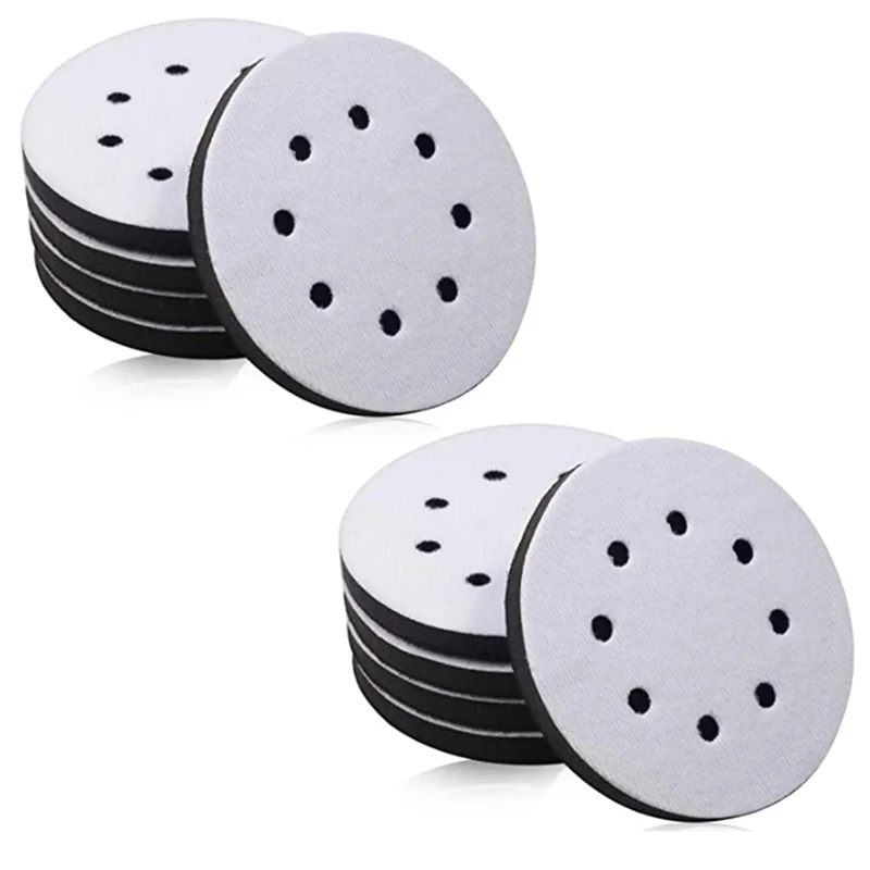 

10 Pack Soft Density Interface Pads 5 Inch 8 Holes Hook and Loop Sponge Cushion Buffer Backing Pad Foam Interface Pads