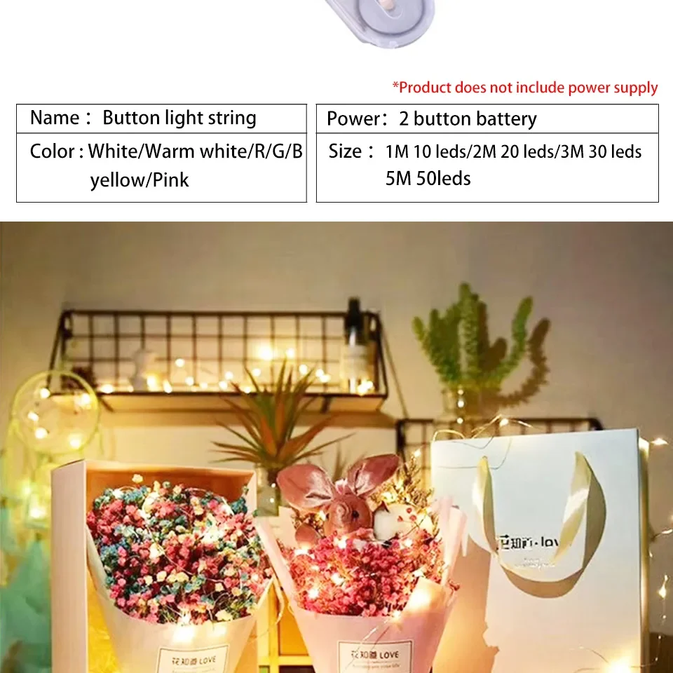 1M 2M 3M 5M LED Fairy Light Copper Wire String Light Night Lamp Mini Christmas Garland Light Waterproof for Wedding Xmas Party