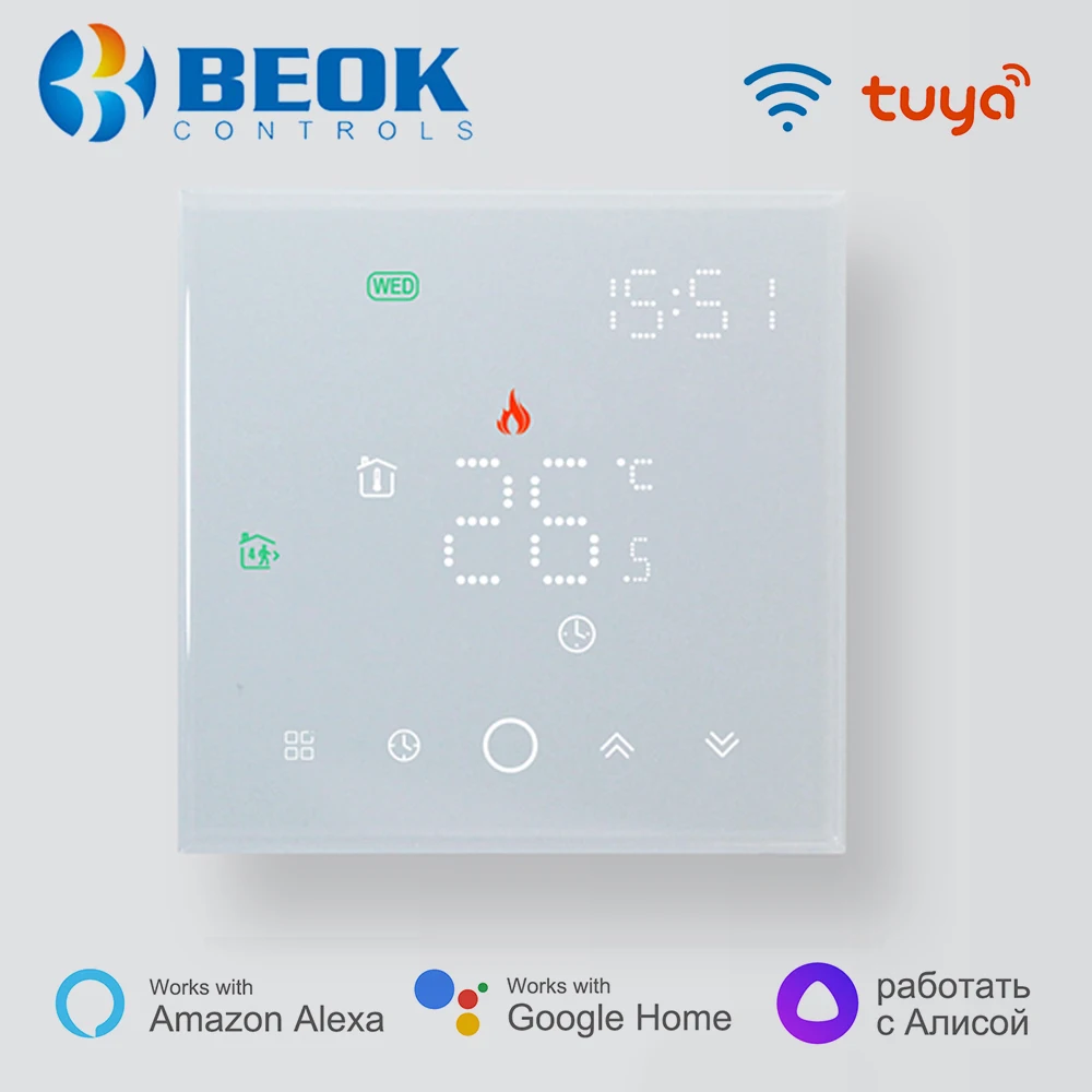 Beok Tuya Smart Life Wifi Thermostat for Gas Boiler and Warm Floor Heating Home Temperature Controller Yandex Alice Alexa Google