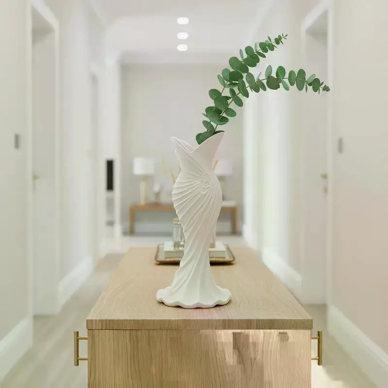 Elegant Dress Shape Plastic Vase Modern Flower Vase Floral Decor Mouth Simple Stylish Container Home Wedding Table Decorative